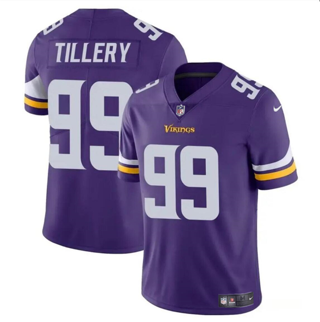 Youth Minnesota Vikings #99 Jerry Tillery Purple Vapor Untouchable Limited Football Stitched Jersey